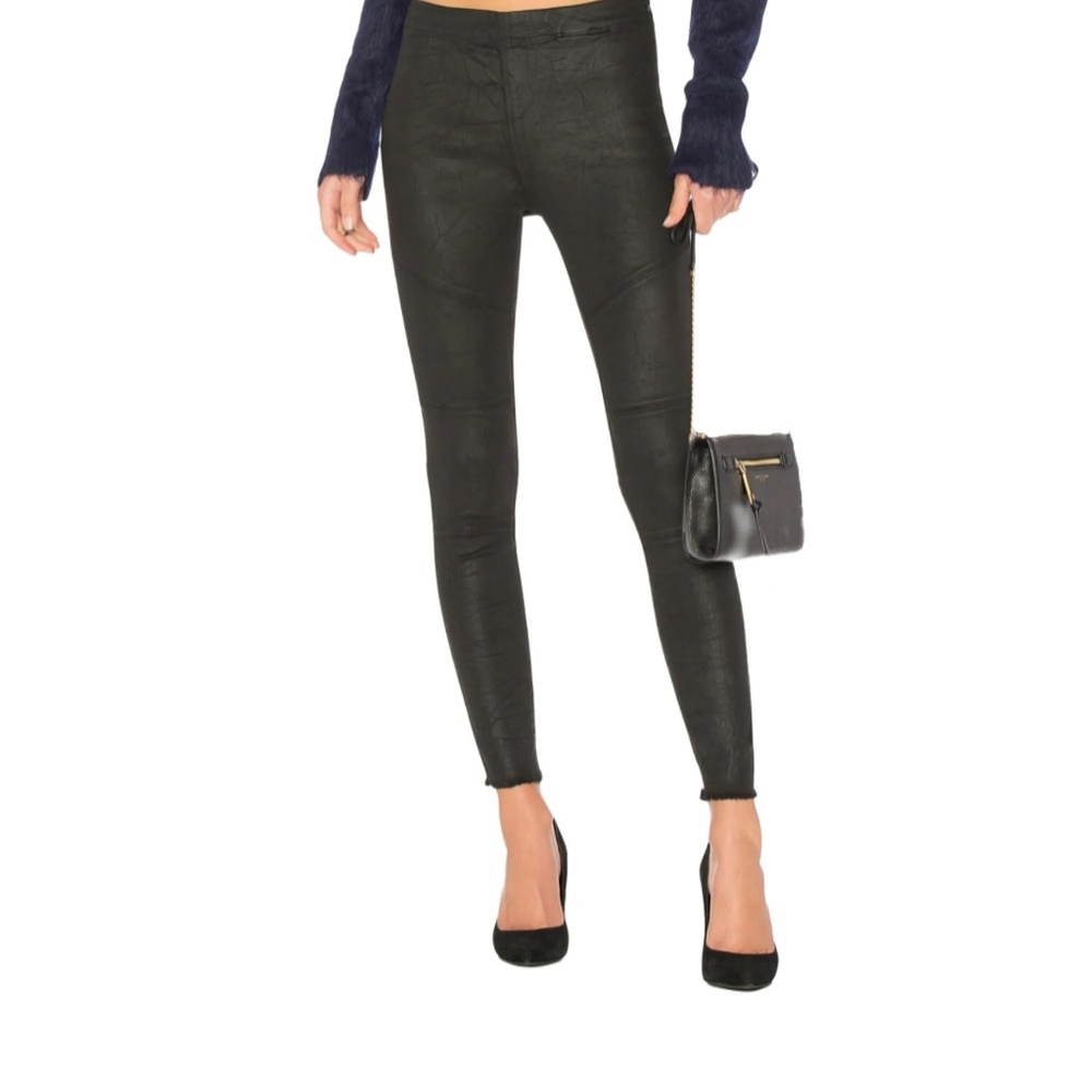 DL1961 Black Coated Raw Hem Haven Leggings in Asphalt - Size 26